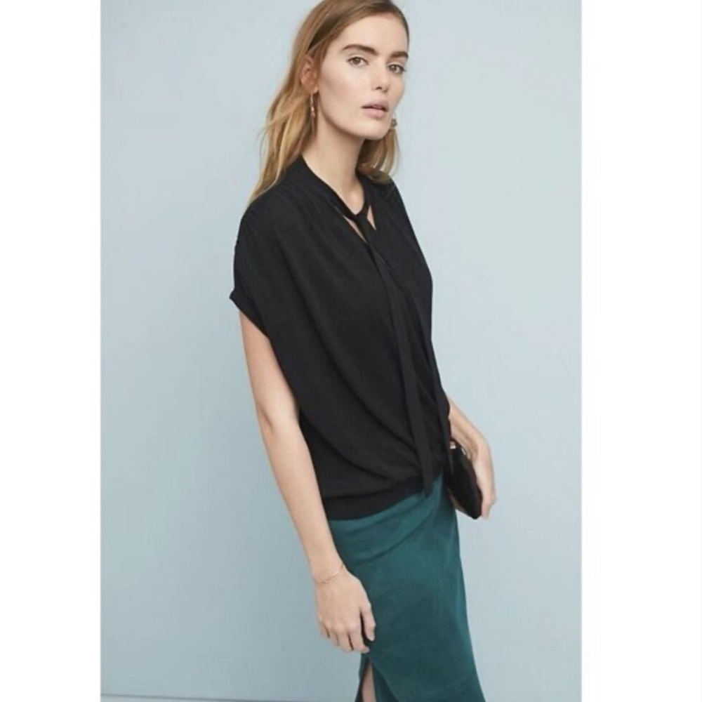 NWT Anthropologie | Women’s Black Rambuteau Sleeveless Tie Neck Sweater Size S